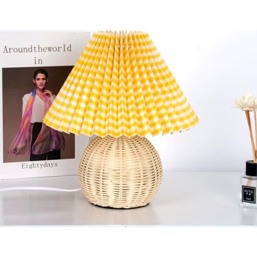 European-style pleated Lamp Rattan LED lamp living room standing lamp study bedside lamp table decoration lamps