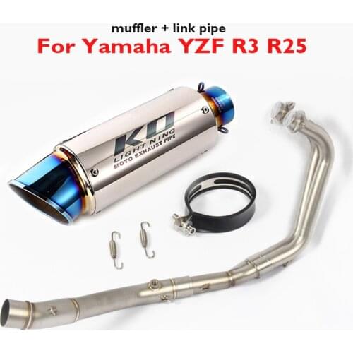 Full Motorcycle Exhaust Silencer Tip Muffler Front Header Connection Link Pipe for Yamaha YZF R25 R3