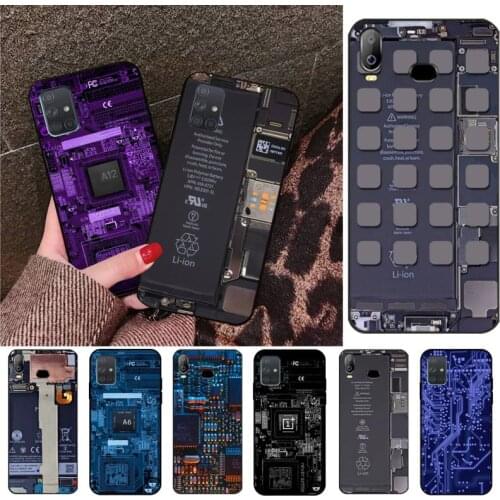 Inside electronics circuit board Rubber Phone Cover For Samsung Galaxy A21S A01 A11 A31 A81 A10 A20E A30 A40 A50 A70 A80 A71 A51