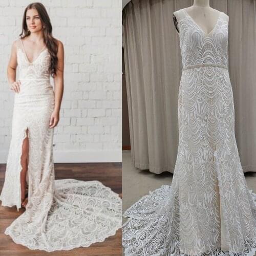 Wedding Dress Mermaid Illusion Bodice vestido de noiva Long Sleeve Sheer Neck Appliques Bridal Gowns 2020 Spring