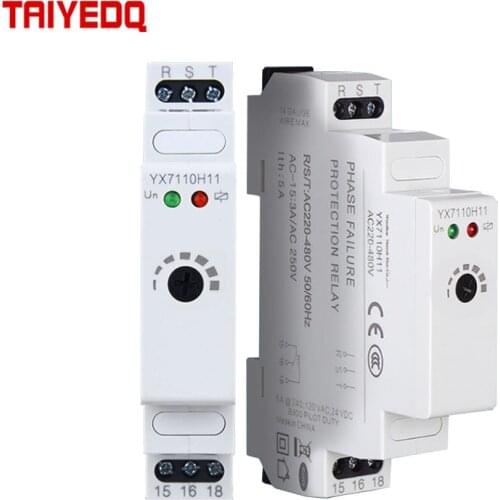 Three-Phase Three-Wire Open-Phase Phase Failure Protection Relay AC220-480V SPDT 5A Din Rail 35mm
