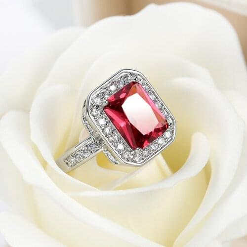 Gorgeous Male Female Big Red Engagement Ring Cute Gold Jewelry Zircon Stone Ring Vintage Wedding Rings For Men And Women