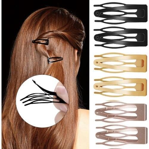 NEW Double-Grip Hair Clips Metal Snap Barrettes Solid Color Hair Styling Tools for Women Non-Slip Hair Side Clamps