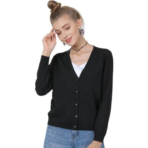 XIKOI Knitted Cardigans For Women Solid Sweater Coats Spring Autumn Shirt Ladies V-Neck Jackets Buttons Long Sleeve Tops XXS-4XL