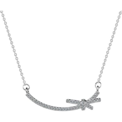 KOFSAC New Trendy 925 Sterling Silver Necklaces For Women Party Jewelry Simple Zircon Bow-knot Pendant Girl Valentines Day Gift