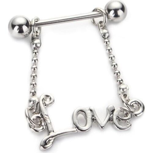 1 PCS Fashion Cute Love Words Tassels Nipple Ring for Women Body Piecing Jewelry