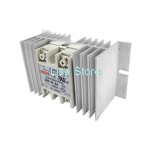 AC to AC Solid State Relay SSR-10AA 10A 24-380V 80-280V + Aluminium Heat Sink