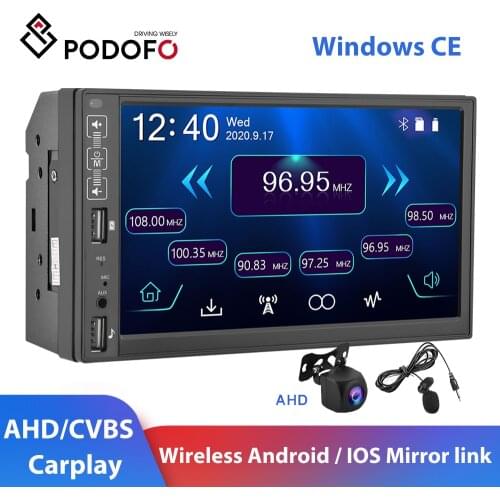 Podofo 2 Din Car Radio Carplay Bluetooth FM Radio 2din 7'' HD Car Multimedia Player USB Mirror Link Auto Stereo For Universal