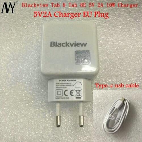 AVY for Original Blackview Tab 8 Tab 8E 5V 2A 10W EU Plug Travel Charger Connector Type C USB Cable For Tab8 Tablets PC