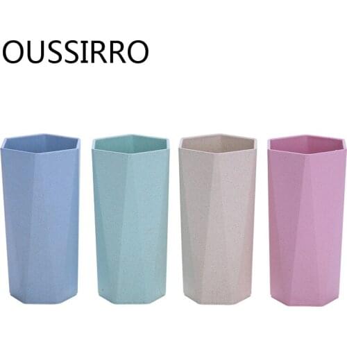 1pcs Toothbrush Cup Geometric Design Bathroom Sets Toothbrush Comfortable Feel Wheat Straw Drinking Cup Mug Wash Gargle Cup
