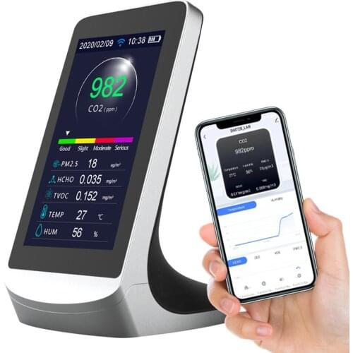 Air Quality Monitor meter sensor wifi data transmission function to TUYA APP real time detector PM2.5 Formaldehyde CO2 gas