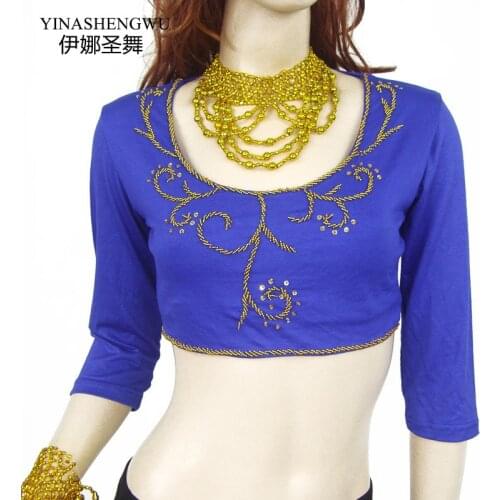 Elegant Ethnic Dance Costume / Medium Long Sleeve Silk Cotton Belly Dance Costume