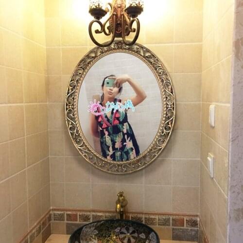 55cmx66cm European Oval Bathroom Mirror Bathroom Toilet Wall Decoration Makeup Mirror Waterproof