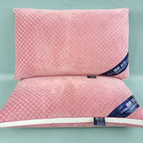 Flannel Fabric Plush Bed Sleeping Pillow, Waffle Soft and Portable Sleeping Pillow for Good Sleep at Home and Hotel