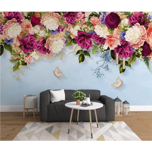 Custom Photo Wallpaper 3d Wallpaper Flower Wall Murals Luxury Wall Papers Home Decor Hand Painted Rose Floral Wall Mural