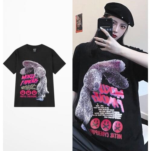 Summer Tide Brand Cartoon Rabbit Print T Shirt Men Skateboard Hip Hop High Street Top Tee Streetwear Hot Sale Retro T Shirts