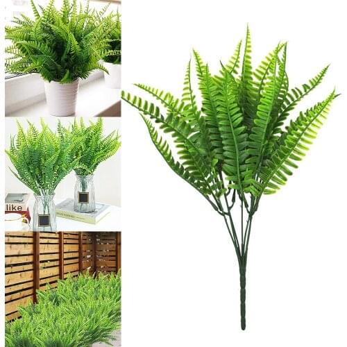 Artificial Plants Fake Boston Fern Greenery Outdoor Uv Resistant No Fade Faux Plastic Plants Garden Porch Window Box Decorating