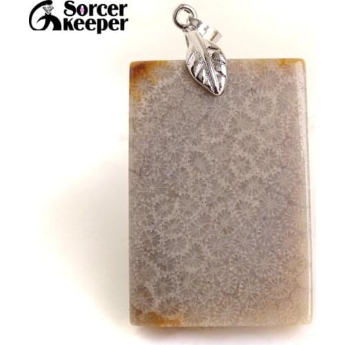 Classic Hot Natural Healing Crinoid Fossil Gem Stone Pendant Necklace For Women And Men Chrysanthemum Stone Jewelry BE443