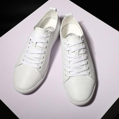 New Genuine Leather Shoes Men Sneakers Casual Male Footwear Fashion Brand White Shoes Mens Cow Leather White Sneakers