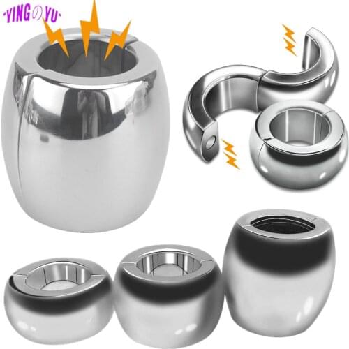 304 Stainless Steel Magnetic Scrotum Ring Testis Ball Pendant Stretching Penis Cock Rings Male Chastity Device Sex Toys for Men