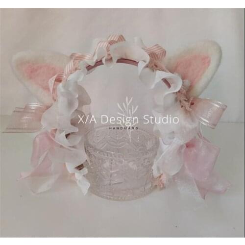 Sweet Lolita Headband Anime Unicorn Headwear Lace Flower Design KC Hair Band Felted Wool Hair Accessories D239