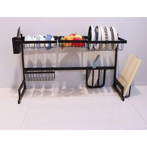 85cm Multifunctional Kitchen Storage 2 Tier Stainless Steel Thickened Dish Drying Rack Dish rack