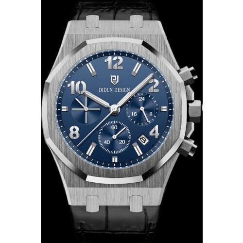 DIDUN Men Watches Luxury Brand Chronograph Sports Clock Men Quartz Watch Male Business Chronograph Wristwatch 30M Waterproof