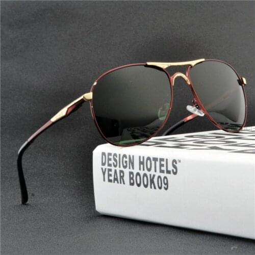 2020 New Green Glass Sunglasses Mens Brand Design Retro Women Green Pilot Mens Driving Rectangular Fishing Sunglasses UV NX