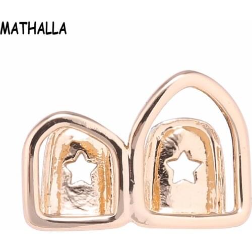 Europe And United States New Dental Cover Two Hollow Fangs Hip-hop Gold Cosmetics Props Hot Gold Teeth Grillz