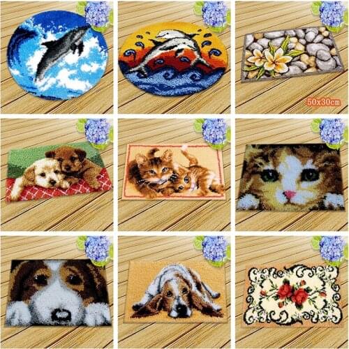 Cartoon Animal Series Carpet Embroidery For Modern Living Room Latch Hook Rug Kits Cross Stitch Kits Buttons For Needlework DIY