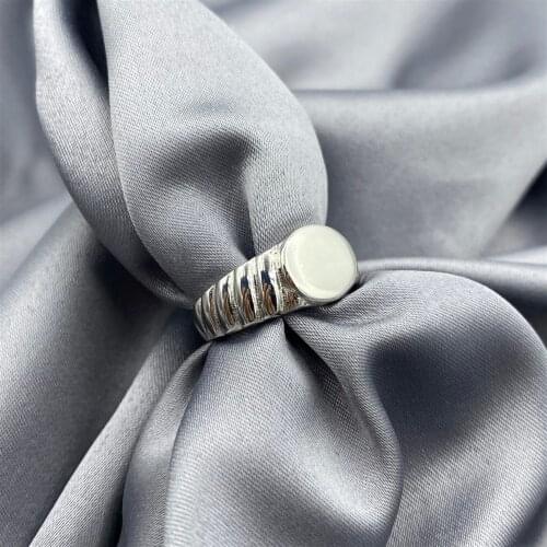 Rodhium Plated Platter Auger Ring