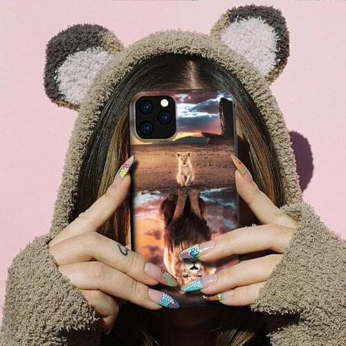 Funny animal DIY Cat tiger dog lion Phone Case for iPhone 12 11 Pro mini 8 7 6 6S Plus X SE 2020 XR 12 pro XS MAX Silicone Case