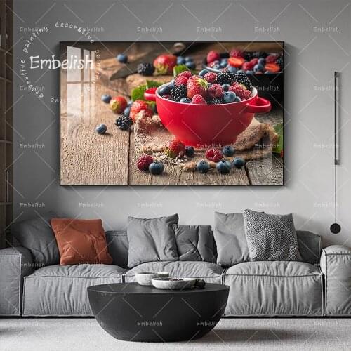 Embelish Different Berries In Red Bow Modern Kitchen Wall Pictures For Living Room Home Posters Resturant HD Canvas Paintings