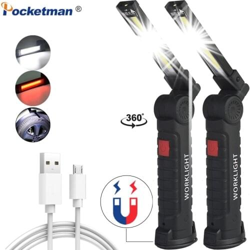 8000lm Work Light USB Rechargeable COB LED flashlight Magnetic 5 modes Ultra Bright torch lamp waterproof for Camping Car Repair