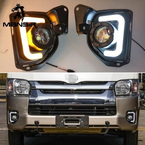 LED Daytime Running Light Daylight ABS Car DRL For Toyota Hiace 2014 2015 2016-2018 Turn Yellow Signal headlights Auto Foglamps
