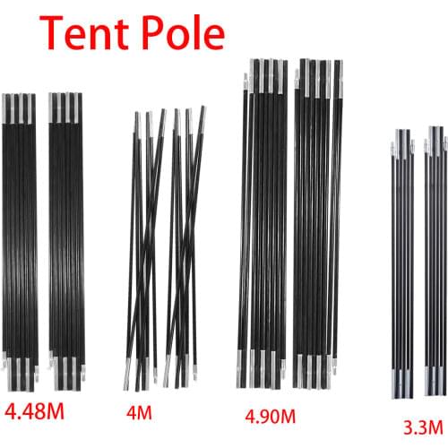 2 Pcs/Set 4M 7mm Camping Tent Pole Fiberglass Support Rods Awning Frames Camping Tents Pole for 3-4 person camping tent
