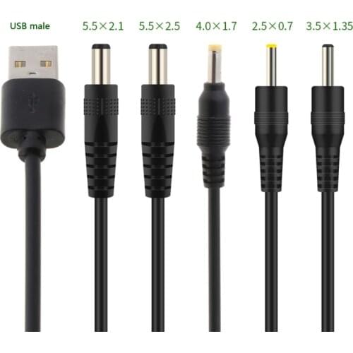 USB to DC Port Charging Cable Power Supply Cord Line DC/5.5x2.1 DC/5.5x2.5 DC/3.5x1.35 DC/4.0x1.7 DC/2.5x0.7 Connector