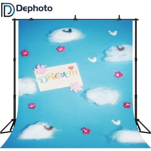 DePhoto Photography Background Blue Sky Cloud Bird Backdrops Newborn Birthday party Photography Backdrops for Photo Studio