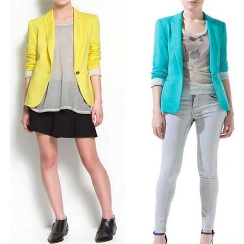 Hot Women New Candy Color Jackets Suit Slim Yards Ladies Blazers Work Wear Jacket
