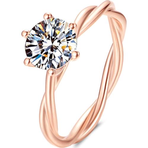 Rose Gold Twist Vine Shape Women Rings Real 925 Sterling Silver Exquisite Luxury Unique Elegant Engagement Wedding Party Gift