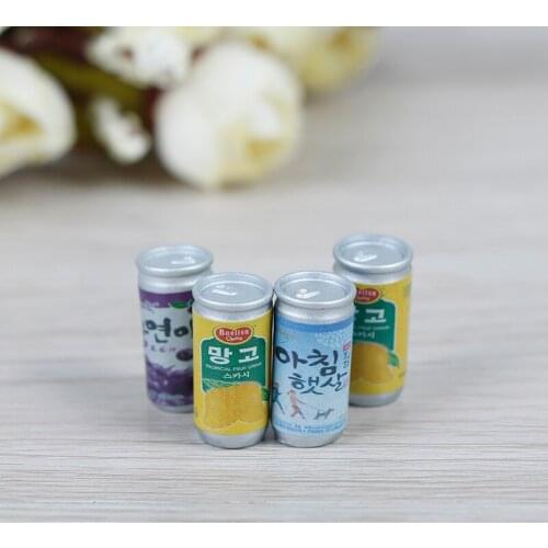 1:12 Miniature Dollhouse Furniture 4* Drink Cans Decorations DIY Doll House Kitchen Accessories Cute Mini Cans Dollhouse