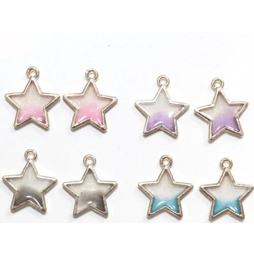 10pcs/lot Shining Star Enamel Charms Pandent For Necklace Bracelet Jewelry Making Accessory DIY Earring Findings Wholesale
