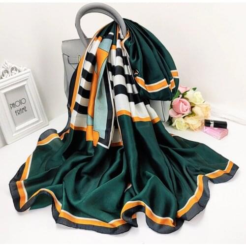 2021 Fashion High-Grade Beach Towel Korean Style New Print Silk Scarves Summer Sunscreen 180X90CM Bandana Dustproof Stripe Shawl