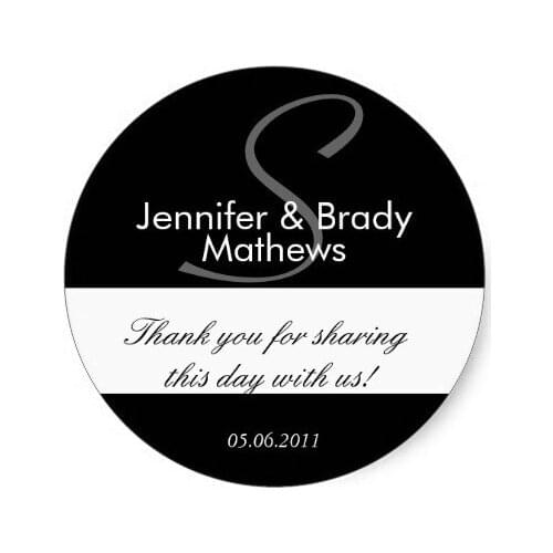 3.8cm Wedding Favor Monogram S Thank You Sticker