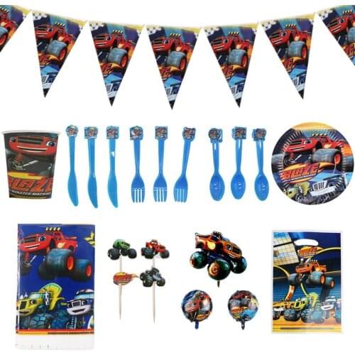 Blazed Monster Machines Car Theme Party Decoration Paper Cup Plate Pennant Gift Bags Baby Shower Balloons Kids Birthday Supplies
