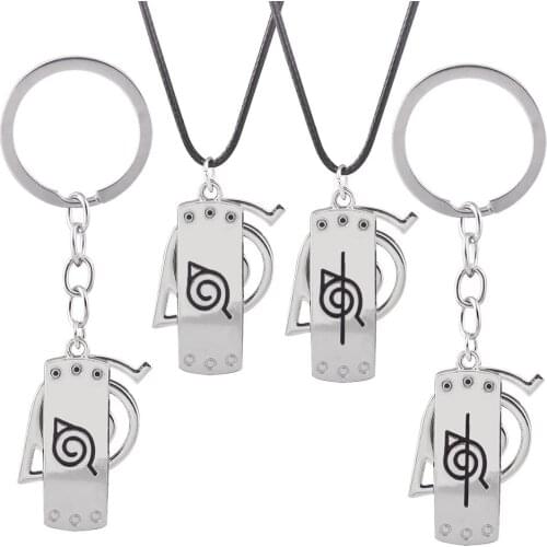 Shippuden Uzumaki Hatake Kakashi Konohagakurenosato Headband Totem Symbol Logo Alloy Keychain Keyring Key Chain Pendant Necklace