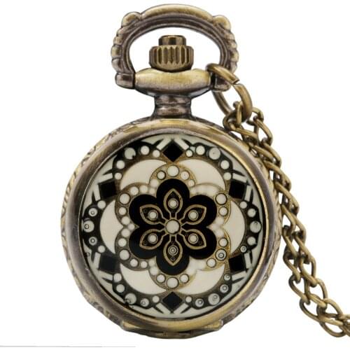 New Fashion Small Mini Flower Quartz Pocket Watch Necklace For Women Ladies Pendant Chain Clock Accessory Clock Dropshipping