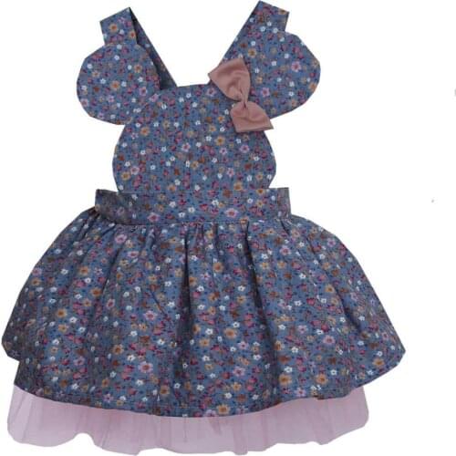 Baby Mika Girl Mini Dress 5-8 Years Old Child Girl Knitted Set Gilet and Dress Lycra Single Jersey V-Neck