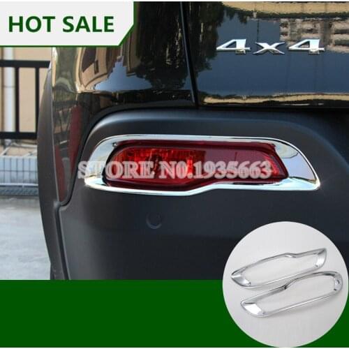 For Jeep Cherokee Silver/Red ABS Rear Tail Fog Light Trim Cover 2014-2016 2pcs Car Accessories Interior Car Decor Car Trim