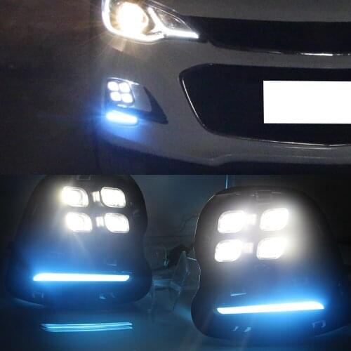 CSCSNL 1 Set For Chevrolet Cavalier 2016 2017 2018 Daytime Running Lights Turn Signal Fog Lamp Cover 12V ABS LED DRL Car Styling